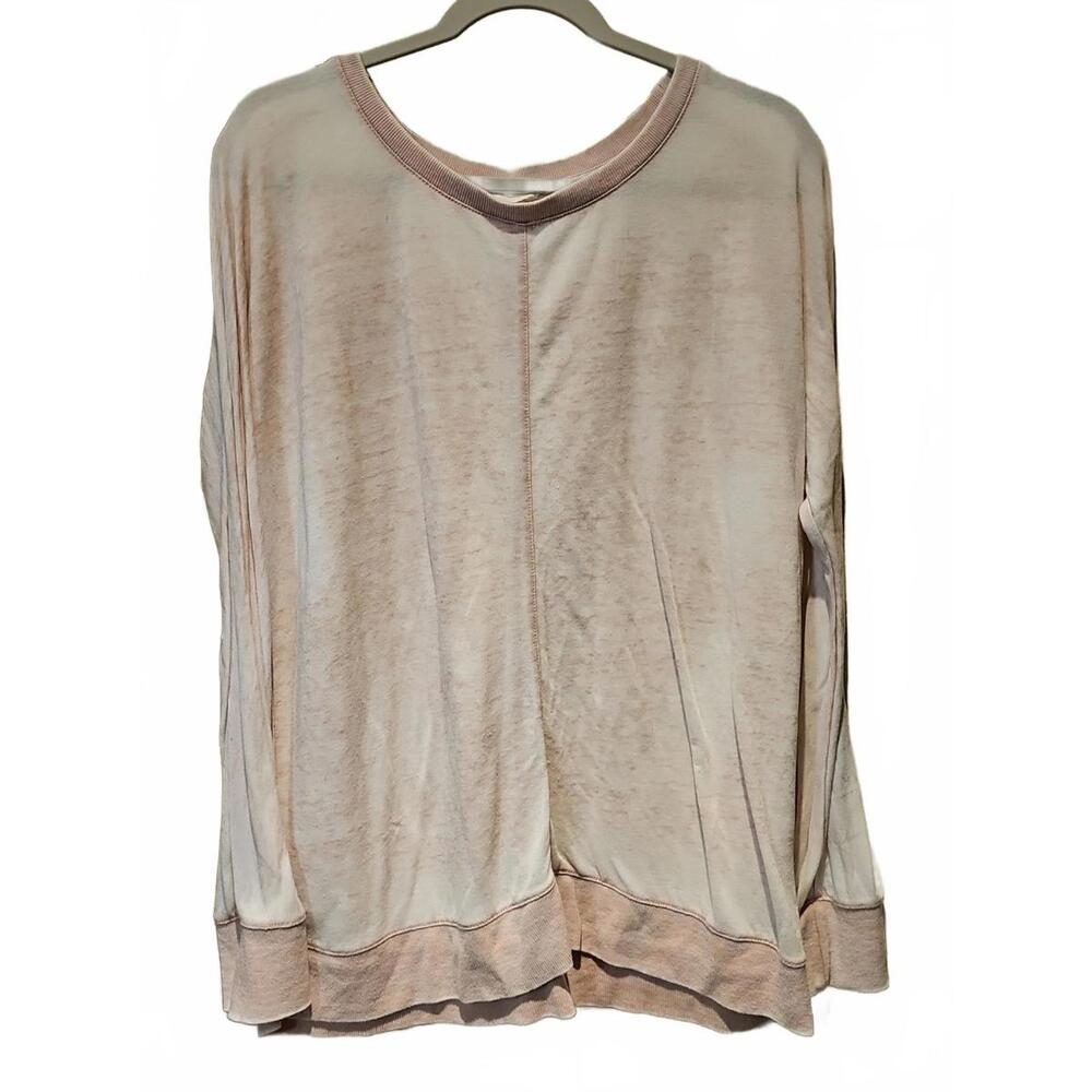 Jane And Delancey Long Sleeve Top Large Pink Space Dye Semi Sheer Lightweight